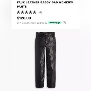 Levi’s Baggy Dad wide leg faux leather pants 30x28